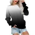 thumbnail image 1 of BXINGOHAI Womens Gradient Sweatshirt Crewneck Long Sleeve Tops Fashion Pullover Shirts Loose Fit Sweatshirts Fall Outdoor Blouse Under $10 Black,M, 1 of 5