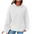 thumbnail image 1 of BXINGOHAI Womens Hoodies Casual Long Sleeve Drawstring Waffle Pullover Tops Loose Hooded Sweatshirt with Pocket Today Sales White,L, 1 of 6