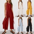 thumbnail image 1 of BXINGOHAI Womens Jumpsuits Button Up Side Pockets Wide Leg Overalls Loose Fit Rompers Pants One Piece Outfits Mint Green,XXXL, 1 of 7