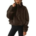 thumbnail image 1 of BXINGOHAI Womens Loose Casual Zipper Sherpa Fleece Pockets Pullover Sweatshirt for Women Coffee S, 1 of 6