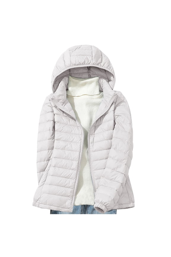 Womens Oversized Down Jacket Lightweight Long Sleeve Hoodies Jackets Detachable Hood Coat Keep Warm Tops Today White,M