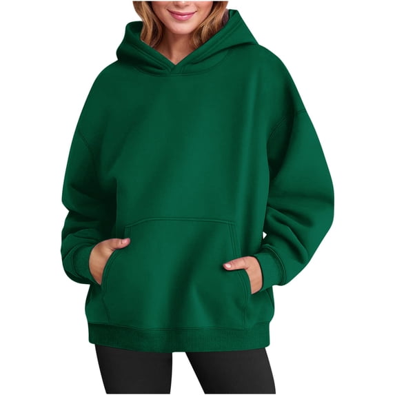 BXINGOHAI Womens Oversized Hoodies Fleece Loose Hooded Sweatshirt Fall Winter Outfits Trendy Clothes Green,2XL