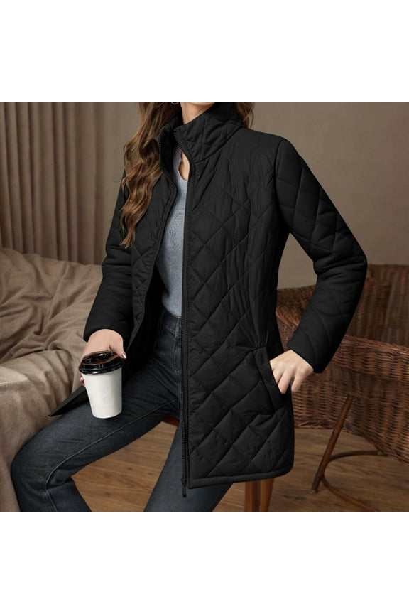 Womens Quilted Lightweight Jackets Button Down Puffer Jacket Coats Padded Outwear with Pockets Black XL