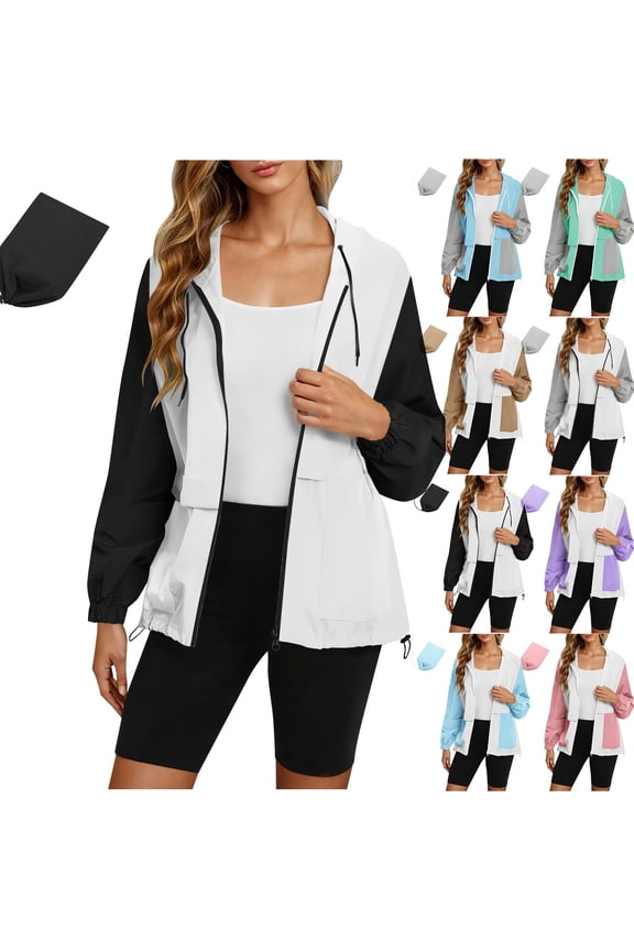 Womens Rain Jackets Waterproof Windbreaker Jackets lightweight Portable Rain Coat Black,M