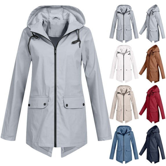 BXINGOHAI Womens Raincoat Windbreaker Waterproof Lightweight Hooded Rain Jacket Navy M