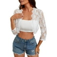 thumbnail image 1 of BXINGOHAI Womens Shrug Sweaters Lace Lightweigt Tie Front Sheer Cardigans for Dresses White L, 1 of 4