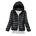 thumbnail image 1 of BXINGOHAI Womens Solid Puffer Jacket Full Zip Up Long Sleeve Hooded Coats Fall Winter Keep Warm Tops Lightweight Jackets Black,L, 1 of 6