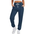 thumbnail image 1 of BXINGOHAI Womens Straight Leg Sweatpants Casual Athletic Workout Pants Stretch Soft Lounge Pants With Pockets Today Sales Navy,M, 1 of 6