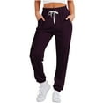 thumbnail image 1 of BXINGOHAI Womens Straight Leg Sweatpants Casual Athletic Workout Pants Stretch Soft Lounge Pants With Pockets Today Sales Purple,XXL, 1 of 6