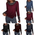 thumbnail image 1 of BXINGOHAI Womens Sweaters Casual Long Sleeve Crewneck Knit Lightweight Oversized Crochet Sweater Pullover Tops Sky Blue,S, 1 of 6