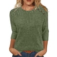 thumbnail image 1 of BXINGOHAI Womens Sweaters Fall Fashion 3/4 Length Sleeve Tops Crew Neck Button Shirts Casual Pullover Cute Winter Clothes Army Green S, 1 of 5