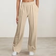 thumbnail image 1 of BXINGOHAI Womens Sweatpants Fall Baggy Wide Leg Sweatpant Fleece Lined Straight Leg Sweat Pants Khaki 2XL, 1 of 8