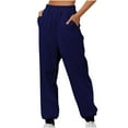thumbnail image 1 of BXINGOHAI Womens Sweatpants High Waisted Jogging Pants Fall Winter Solid Pants Elastic Waist Running Pants Outdoor Athletic Long Pants Dark Blue,M, 1 of 5
