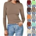 thumbnail image 1 of BXINGOHAI Womens Tunic Tops Long Sleeve Shirts Casual Basic T Shirt Crewneck Loose Fit Fall Fashion Clothes Brown L, 1 of 6
