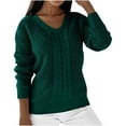 thumbnail image 1 of BXINGOHAI Womens V Neck Sweaters Knitted Long Sleeved Pullover Tops Loose Fit Jumper Tops 2024 Trendy Daily Sweater Green,XL, 1 of 6