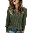 thumbnail image 1 of BXINGOHAI Womens V Neck Sweaters Lightweight Long Sleeve Tunic Tops Solid Knitted Loose Sweater Casual Fall Shirts Green,M, 1 of 5