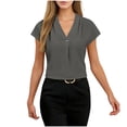 thumbnail image 1 of BXINGOHAI Womens V Neck T Shirts Lightweight Short Sleeve Tops Casual Basic Tees Trendy Summer Tshirt Loose Fit Gray XL, 1 of 5