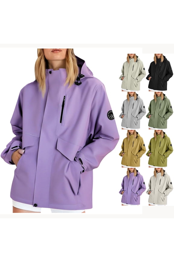 Womens Waterproof Rain Jacket Lightweight Outdoor Windbreaker Rain Coat Shell for Hiking, Travel Green 3XL