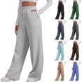 thumbnail image 1 of BXINGOHAI Womens Wide Leg Sweatpants High Waisted Baggy Lounge Pants Drawstring Athletic Flared Joggers with Pockets Green L, 1 of 7