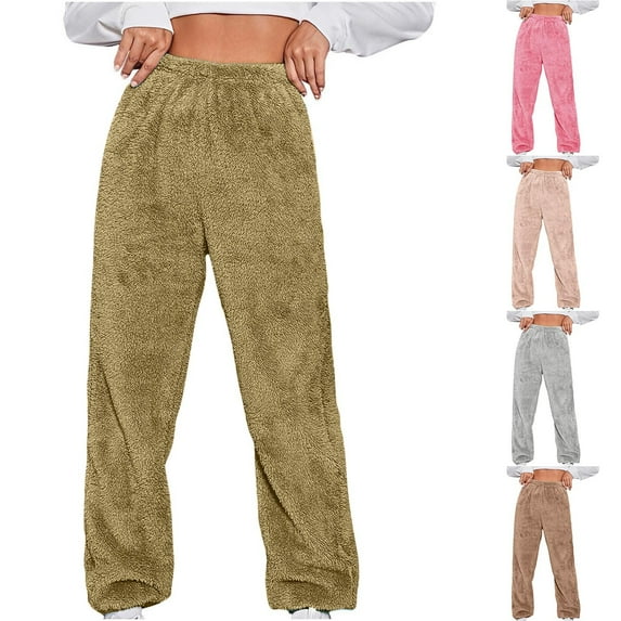 BXINGOHAI Womens Winter Cozy Lounge Pants Warm Soft Fleece Pajama Bottoms Sleepwear Green 4XL