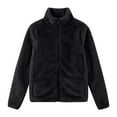 thumbnail image 1 of BXINGOHAI Womens Winter Sherpa Fleece Jacket Fashion Casual Long Sleeve Solid Warm Jackets Zip Up Tops Coat Today Black,S, 1 of 5