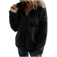 thumbnail image 1 of BXINGOHAI Womens Winter Trendy Full Zipper Fleece Jackets Solid Long Sleeve Warm Coats 2024 Lounge Jacket With Pockets Fall Savings Black,L, 1 of 6