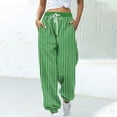 thumbnail image 1 of BXINGOHAI Womens Y2k Striped Sweatpants Star Patchwork Straight Leg Drawstring Baggy Sweatpants with Pockets Green 2XL, 1 of 5