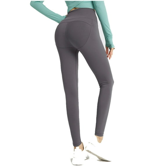 BXINGOHAI Workout Leggings for Women Seamless High Waisted Tummy Control Compression Pants Elastic Active Yoga Pants Gray,L