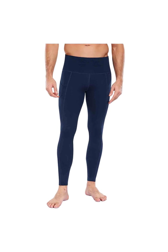 Yoga Leggings for Men Buttery Soft Yoga Workout Running Tights Pants with Pockets Navy,XL
