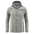 thumbnail image 1 of BXINGOHAI mens Rain Jacket Lightweight Outdoor Windbreaker Rain Coat Shell for Hiking, Travel Gray XL, 1 of 2