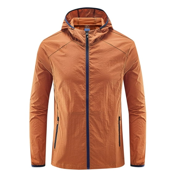BXINGOHAI mens Rain Jacket Lightweight Outdoor Windbreaker Rain Coat Shell for Hiking, Travel Orange 2XL