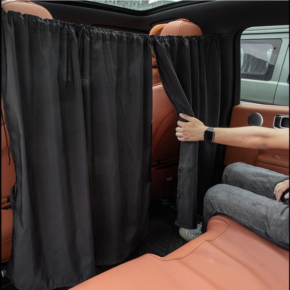BXIRSM 3Pcs Car Privacy Divider Curtain Set, Full Blackout Rear Cabin Partition & Side Window Sun Shades, Universal for SUV Van Camping Sleeping