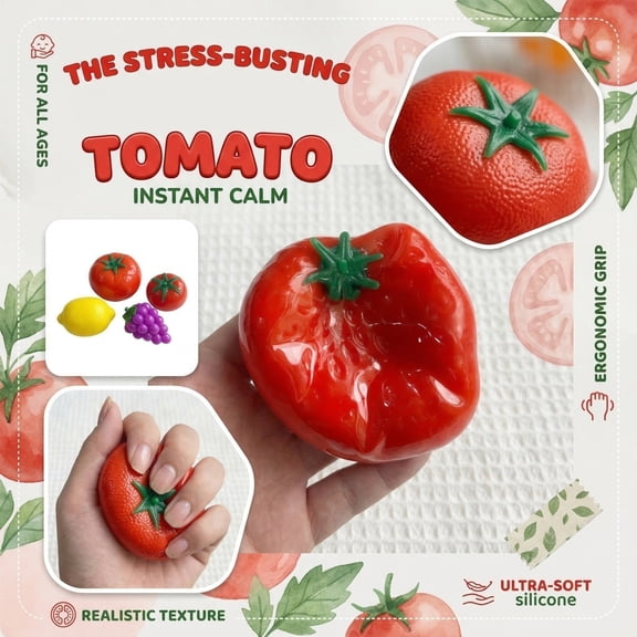 BXIRSM 4" Slow Rising Tomato Squishy Stress Ball, Soft TPR Squeeze for Anxiety Relief, Portable Hand Exerciser for Office & Home – For the One Who Keeps Growing Toward the Sun