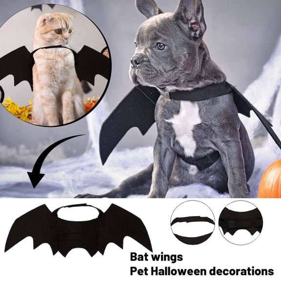 BXIRSM Adjustable Black Bat Wings Costume for Pets, Lightweight Halloween Cosplay Accessory for Cats and Small Dogs, Comfortable Fit