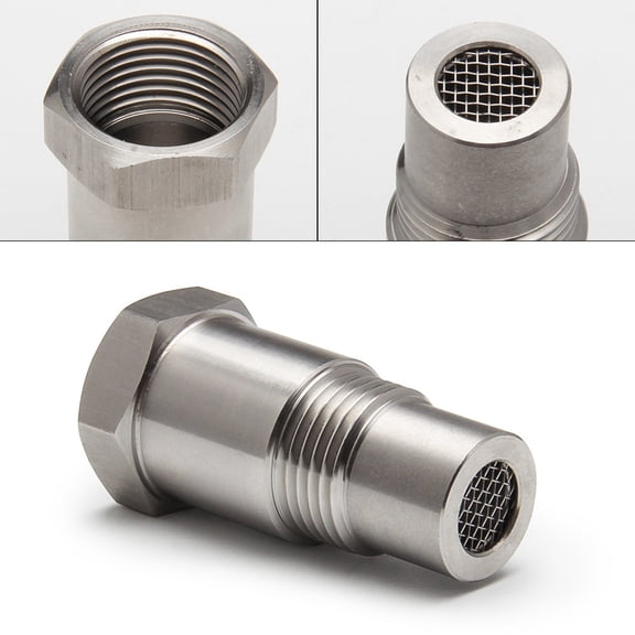 BXIRSM M18x1.5 Straight Exhaust Bung, Stainless Steel Threaded Mounting Adapter, No Screen, 1 Piece
