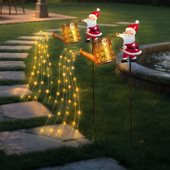 BXIRSM Santa Light - Magical Christmas Watering Can With Solar LED Lights For Holiday Decor,Yellow