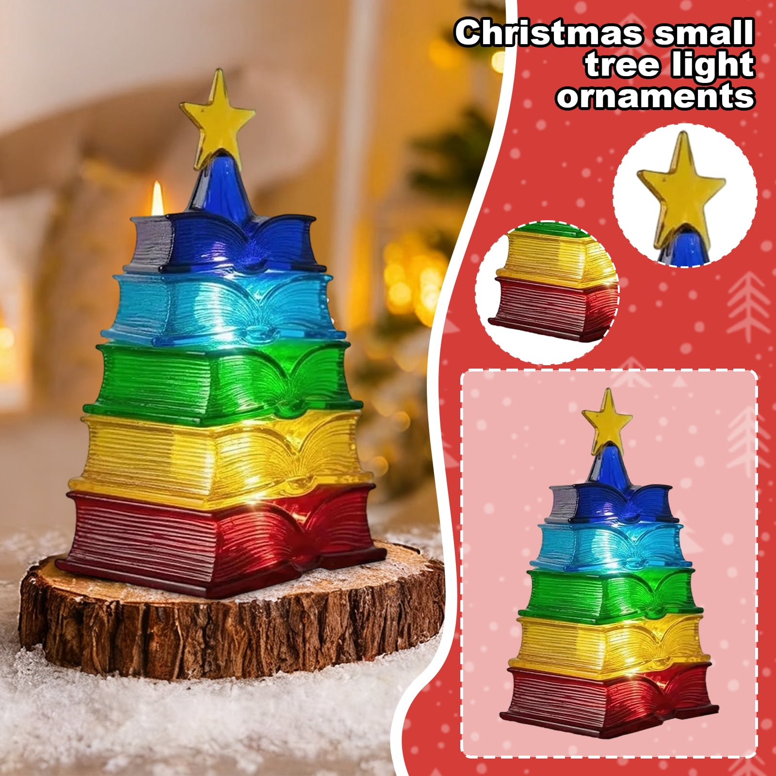 BXIRSM Stackable Christmas Tree Desktop Ornaments With Built-In Led ...