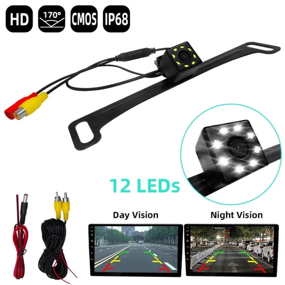 BXIRSM US License Plate Backup Camera Mount Bracket, Adjustable Tilt Rear View Camera Holder with Full Hardware Kit for 13mm Hole Spacing Cameras