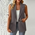 thumbnail image 1 of BXJX 2025 Womens Work & Casual Solid Color Blazers With Pockets- Open Front Business Office Sleeveless Professional Suit Jacket Gray Size 3XL, 1 of 8