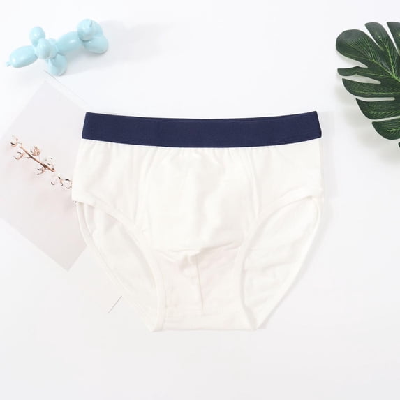 BXJX Boys Briefs, Casual Cotton Breathable Solid Color Kids Underwear White Size 8-10 T