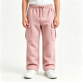 thumbnail image 1 of BXJX Boys Cargo Pants, Fall Casual Elastic Waist Multi Pocket Waffle Knit Trousers Pink Size 9-10 T, 1 of 8