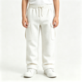 thumbnail image 1 of BXJX Boys Cargo Pants, Fall Multi Pocket Elastic Waist Casual Waffle Knit Trousers White Size 10-11 T, 1 of 8