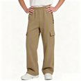 thumbnail image 1 of BXJX Boys Cargo Sweatpants, Elastic Waist School Straight Leg Multi‑Pocket Kids Casual Pants Khaki Size 11-12 T, 1 of 8