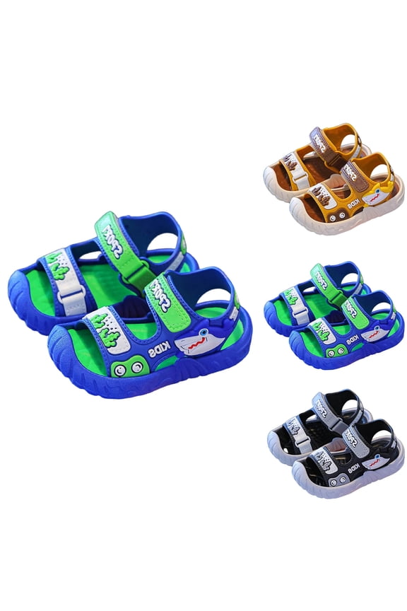 Boys Casual Sandals, Non Slip Open Toe Beach Adjustable Strap Summer Shoes for Kids Gray Size 7(Toddler)