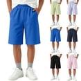 thumbnail image 1 of BXJX Boys Cotton Shorts, Relaxed Fit Elastic waist Running Knee Length Kids Athletic Shorts Blue Size 14/16T, 1 of 8