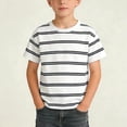 thumbnail image 1 of BXJX Boys Cotton T-Shirts, Striped Crew Neck Summer Short Sleeves Tees for Kids White Size 7-8 T, 1 of 6