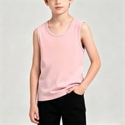 BXJX Boys Cotton Tank Tops, Sleeveless Casual Crew Neck Summer Kids Breathable T-Shirts Pink Size 3-4 T