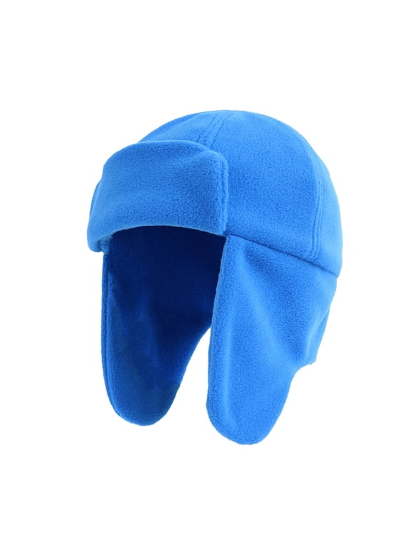 Boys Fleece Hats, Thermal Windproof Outdoor Cute Kids Winter Hats Blue Size 1-2 T