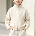 thumbnail image 1 of BXJX Boys Knit Sweaters, Full Zip Mock Neck Casual Long Sleeve Fall Winter Sweater Tops Beige Size 10-11 T, 1 of 8