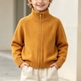 thumbnail image 1 of BXJX Boys Knit Sweaters Size 8 T, Casual Mock Neck Full Zip Long Sleeve Fall Winter Sweater Tops Yellow, 1 of 8